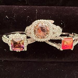 Dazzling Silver Ring Set with Multicolor Gemstones